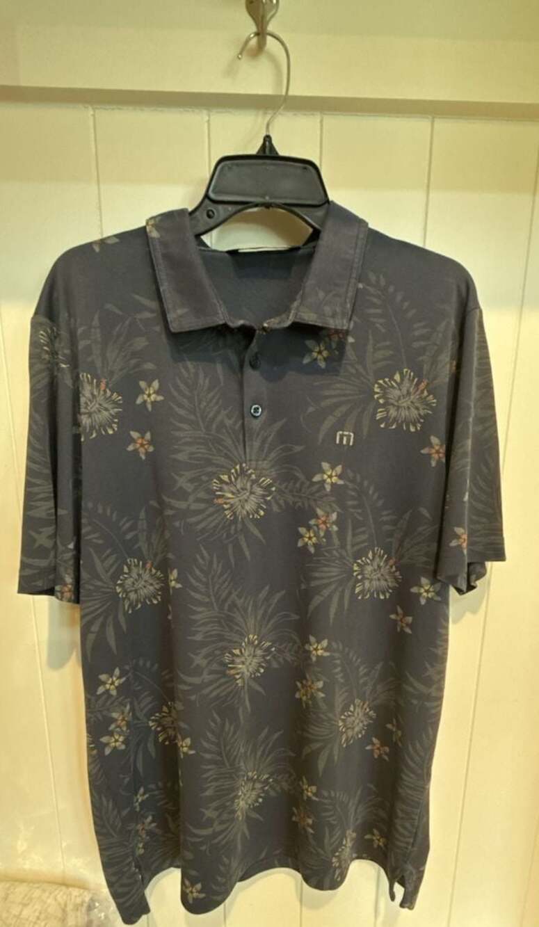 TravisMathew Men's Floral Print Performance Polo Shirt